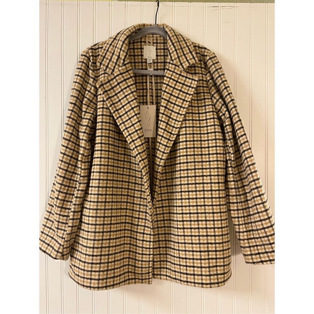 Joie outer wear coat brown plaid medium NWT